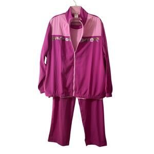 New Blair Tracksuit 3 PC Set 90’s XL Women’s Pink Embroidered